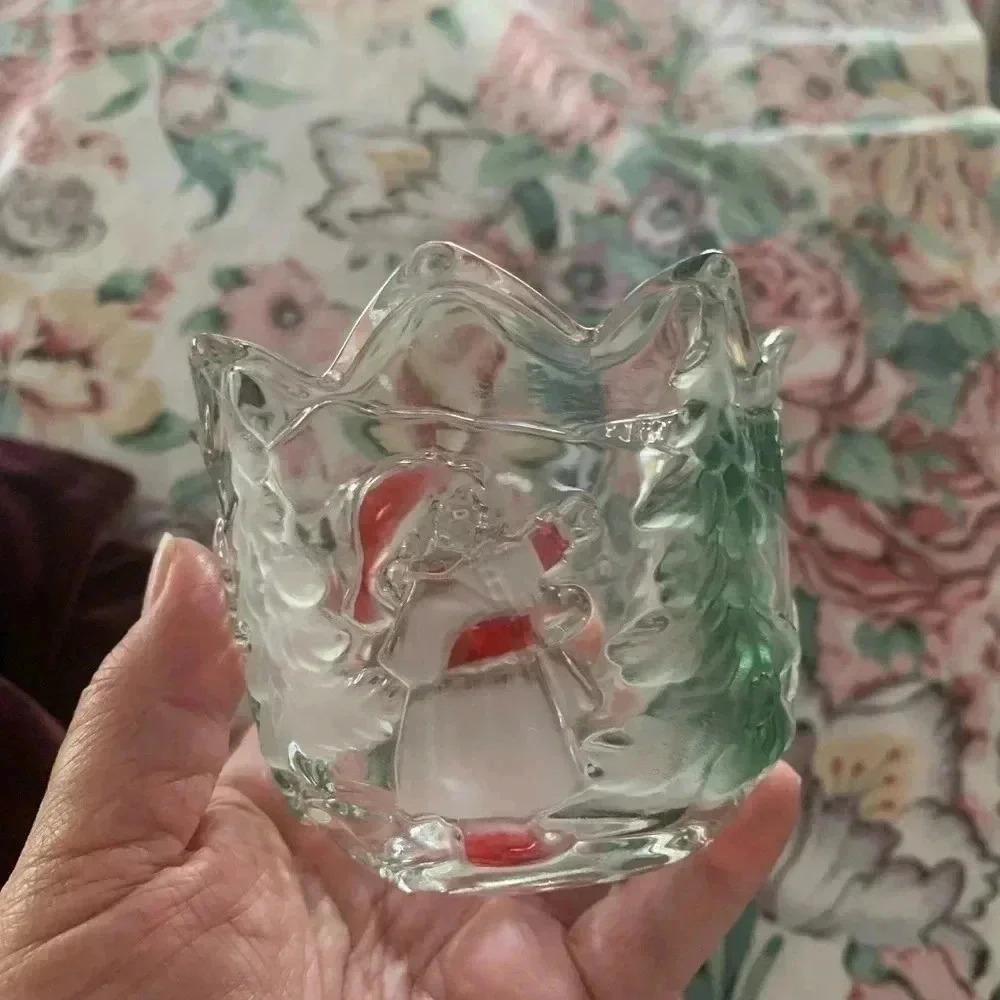 Christmas Holiday Candle Holder with an design all over